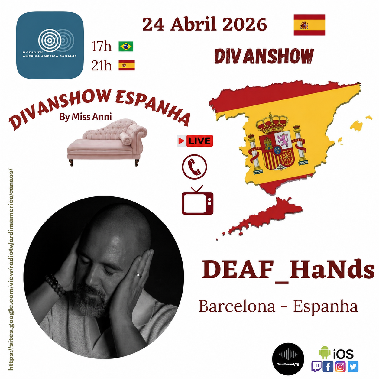 Cartel de DivanShow con DEAF_HANDS, en directo desde Barcelona el 24 de abril de 2026